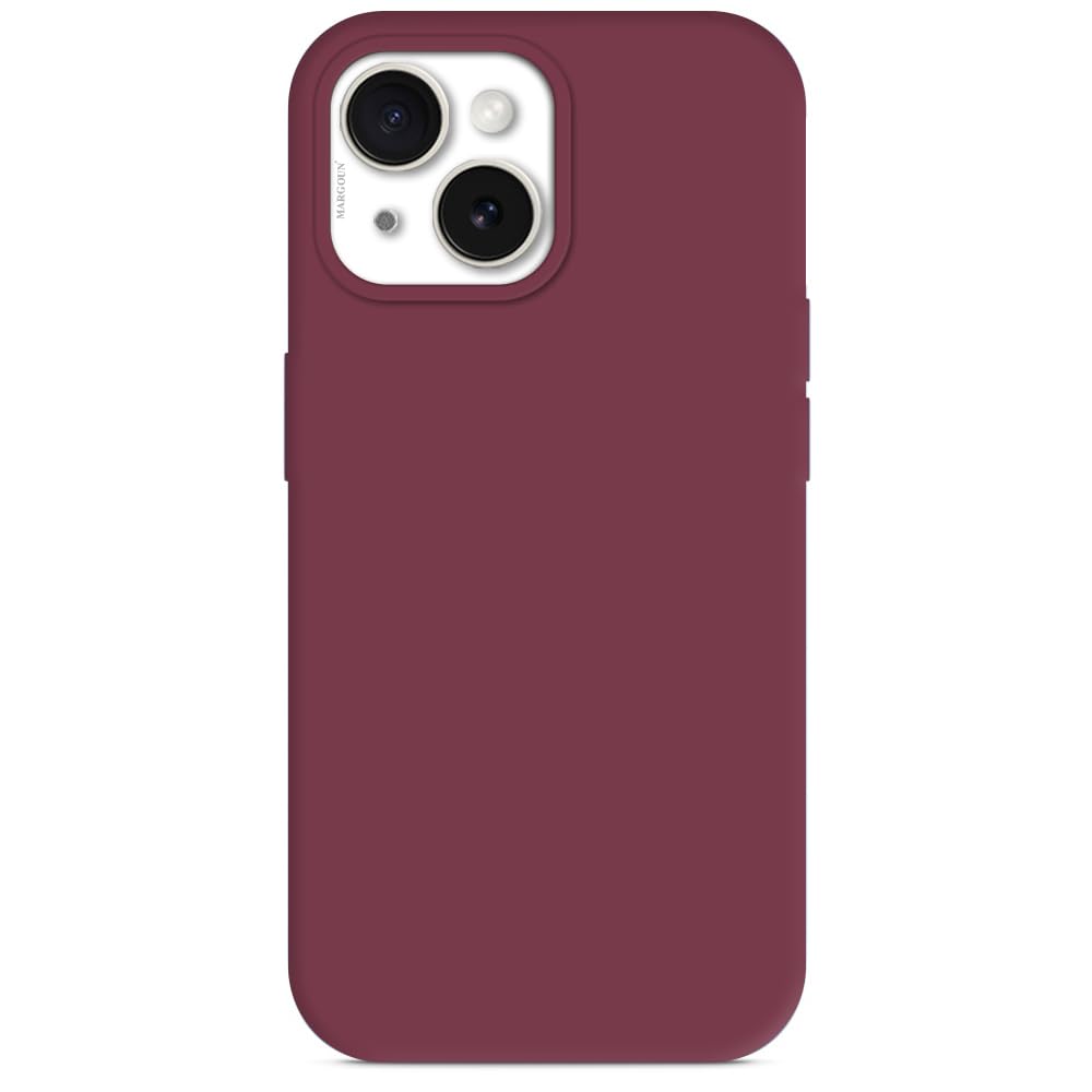 MARGOUN For iPhone 15 Case Silicone Silky and Soft Touch Premium Rubber Full-Body Protective Bumper Case (Maroon, iPhone 15)