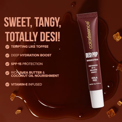 Image of Coloressence Desi Pop DripGloss Lip Balm SPF-15, Cola Fizz, 10gm | Deep Hydration | Enriched with Vitamin E, Shea Butter & Coconut Oil