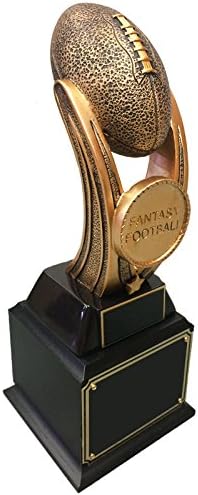 SHOP AWARDS AND GIFTS Customizable 12 Inch Antique Gold Resin Finish Fantasy Football Trophy, Includes Personalization