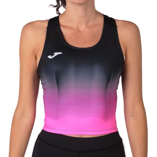 Joma Elite VII Top Running, Niñas, Negro-Rosa, 2XS