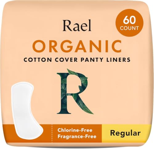 Image of Rael Panty Liners for Women, Organic Cotton Cover - Regular Pantiliners, Light Absorbency, Unscented, Chlorine Free (Regular, 60 Count) | Regular Pantiliners, Sanitary Liner, Light Absorbency, Unscented, Chlorine Free, Thin, Period Essentials
