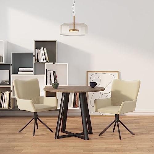 ULUYYUC Modern Swivel Dining Chairs 2-Pack Cream Velvet Upholstered Accent