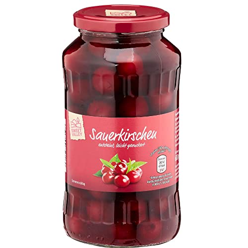 German Sour Cherries - Sauer-Kirschen - 680g total weight - 350g weight of strained fruit - Genuine German Sourcherries - Sauerkirschen - Glass Jar