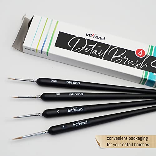 Int!Rend Detail Brush Set, 4 Fine Hair Brushes, Optimal Brush Set For Watercolor, Acrylic, Oil Paints, Model Making, Warhammer 40K, Nails, Painting By Numbers - Artist Paint Brush #TOP2
