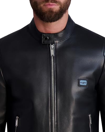KARL LAGERFELD Men's Leather Racer Jacket2