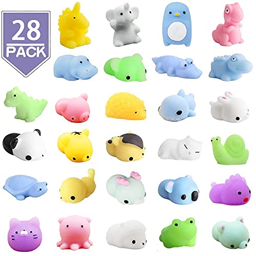 28Pcs Squishies Squishy Toys Set For Kids Party Favors, Mini Kawaii Animals Mochi Squishy Toy, Fidget Toys Packs, Stress Reliever Anxiety Toys For Boys & Girls #TOP1