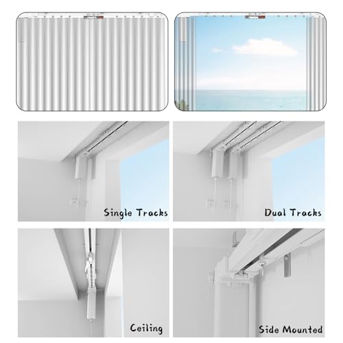 RUIPUOWNO Ceiling Smart Electric Curtain Track, Silent Curtains System Auto Curtain Closer/Opener, Motorized and Adjustable Tracks for Bedroom, Living Room, Study,White,2m - Image 4
