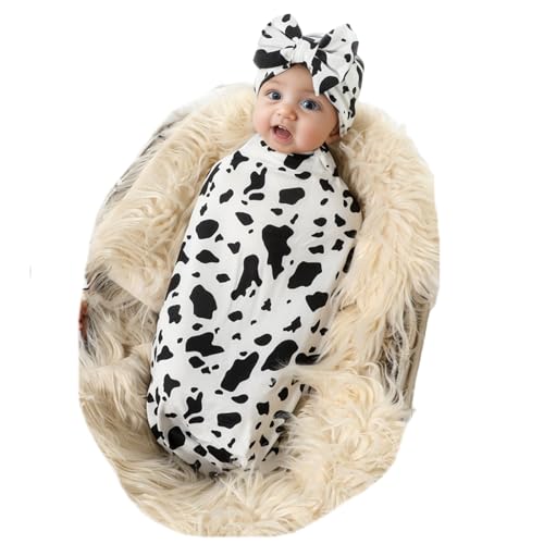 Image of Galabloomer Receiving Blanket Headband Set Flower Print Baby Swaddle Receiving Blankets