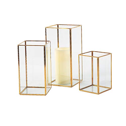 Fun Express Set of 3 Square Glass Candle Holders – Elegant Home Décor for Living Room Dining Room & Special Occasions – Stylish Glass Candle Stands for Table Settings & Modern Interiors – 3 Pieces