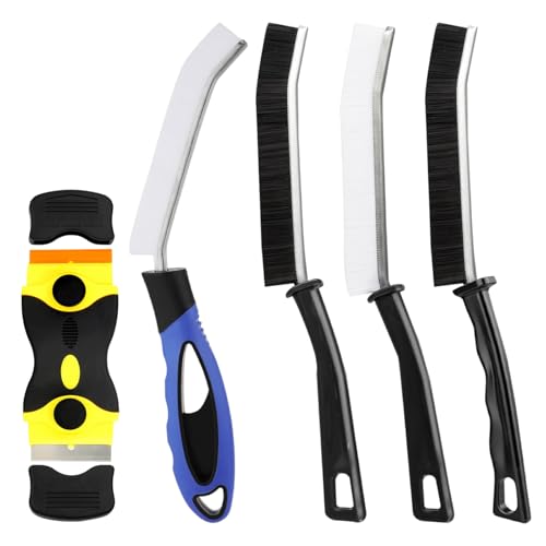 5-in-1 Crevice Cleaning Brush Set with Dual-Edge Scraper - Multifunctional Gap Cleaner Brushes for Kitchen, Bathroom, Window Tracks, and Various Narrow Gaps