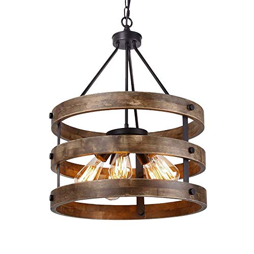 Éclairage d'îlot de cuisine moderne avec suspension en bois rétro