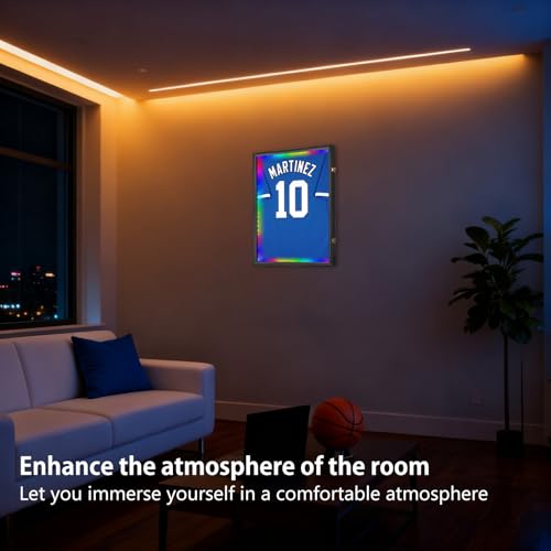 Image of Jinchuan Jersey Frame Display Case Large Frames Shadow Box Lockable with UV Protection for Baseball Basketball Football Soccer Hockey Sport Shirt Black