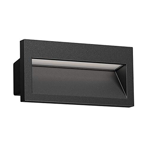 ledscom.de LED recessed wall Light NOLA, Downlight for Outdoors IP54, Black matt, 140 x 70mm, Warm White