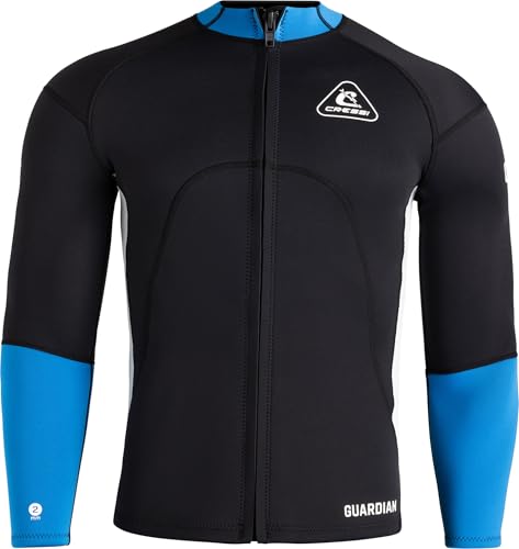 CRESSI Guardian Man Neoprene Jacket Black/Azule 2mm XL/5 - Chaqueta de Neopreno de 2 mm, para Natación, Snorkel, Sup, Surf, Kayak y Otros Deportes Acuáticos, Negro/Azul, XL/5, Uomo - imagen 3