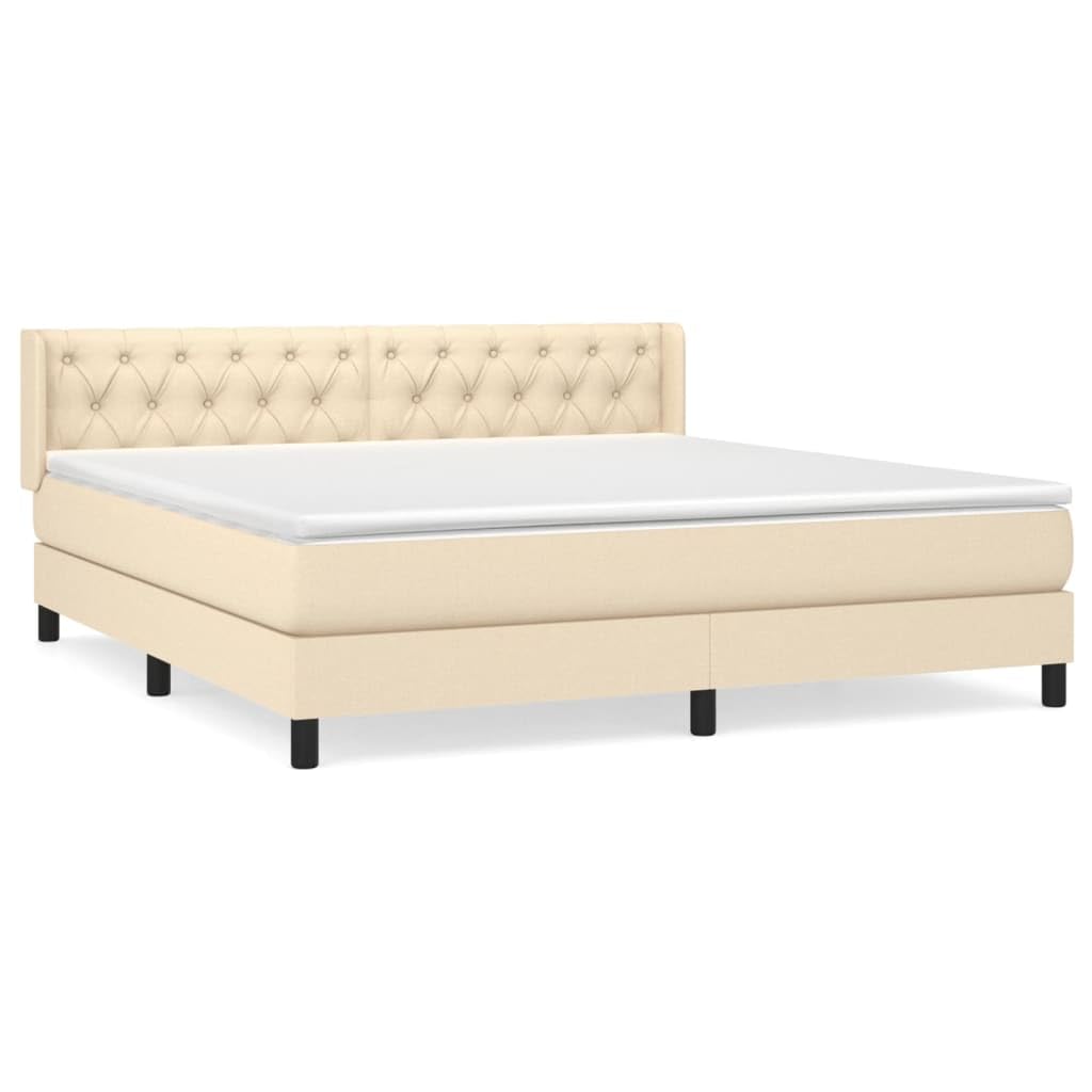 Atmungsaktiver Stoff mit verstellbarem Kopfteil Boxspringbett Creme 160 x