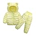 2 Piece Kids Snowsuit Ski Suit Boys Girls Metallic Hooded Puffer Jacket Lightweight Packable Quilted (Yellow, 6-7 Years)