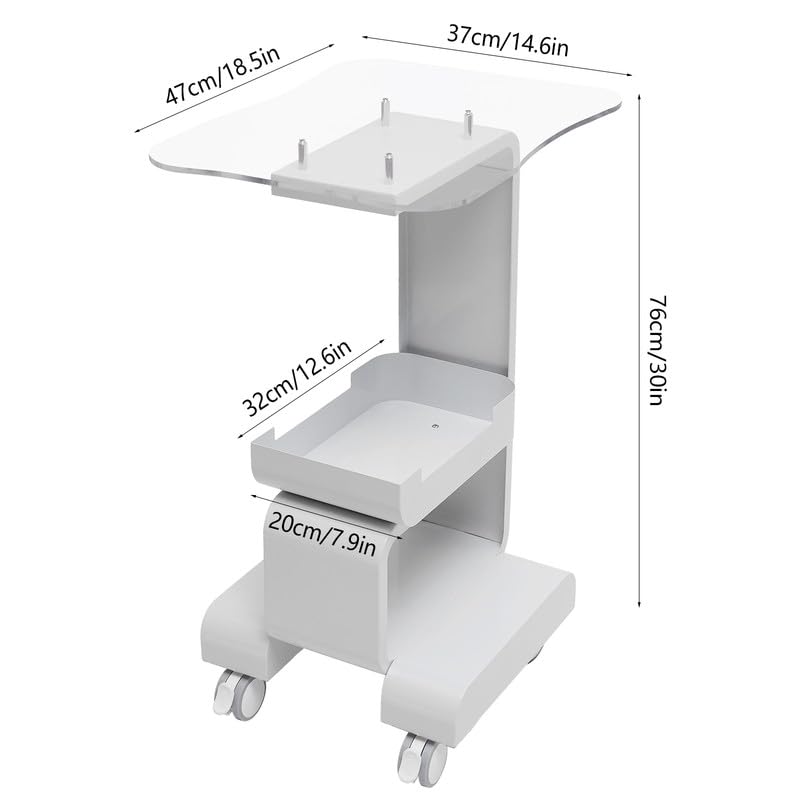 Carro Profesional De Metal con Ruedas Y Estantes, Carrito para Peluquería, Esteticista Y Salón De Belleza, Blanco