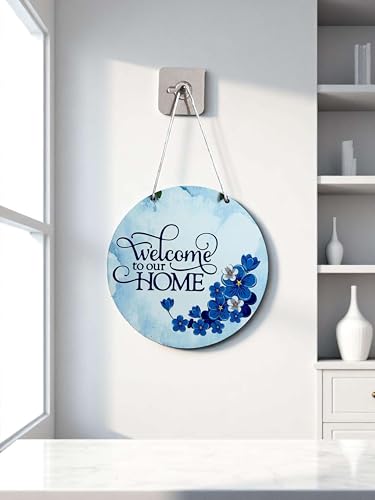 Image of DECORIQUE Wooden Wall Hanging Welcome Sign - Decorative Quote Board for Home, Door, Entrance, Hall & Office - Rustic Wall Art & Housewarming Gift Item