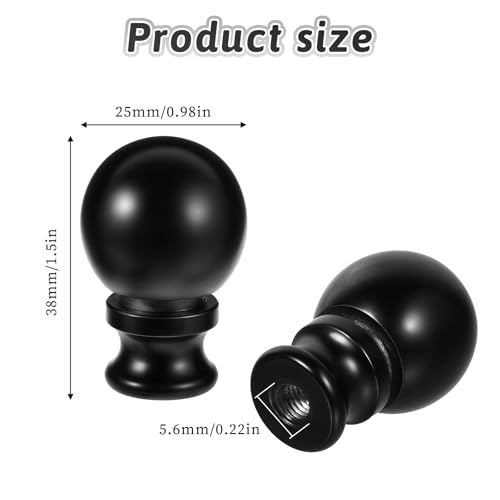 Image of Black Lamp Finials 1-1 /2 Inch Oil Rubbed Black Ball Knob Lamp Shade Lighting Lamps Finials Decorative Knob Topper Decoration for Harp Holder Table Lamps