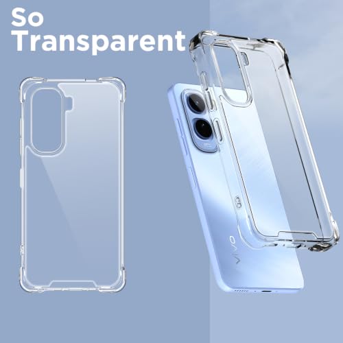 Image of Outlouders Back Cover for Vivo T5 Pro 5G Clear Transparent PC + TPU Bumper Case with Raised Edges for Shockproof Protection (Transparent)