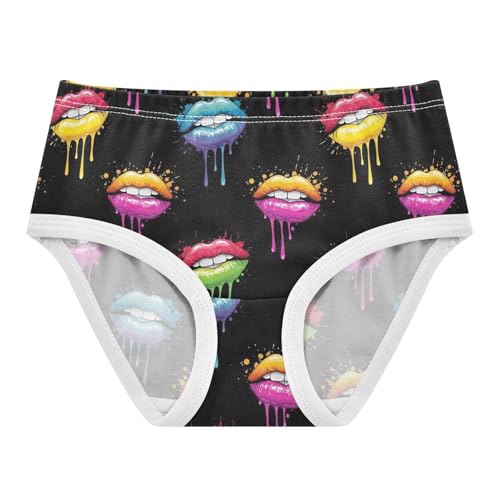 Joisal Colorful Lips Black Girl Panties Cute Toddler Girls Underwear Cotton Cartoon Underpants Briefs 2t