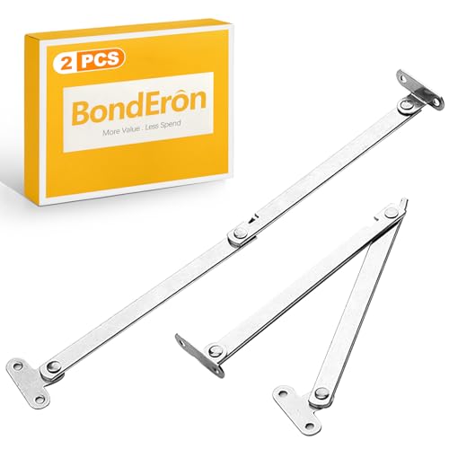 BondEron 2 Stück Ganzmetall Klappenhalter mit Arretierung, 0-180° Einstellbar Klappenstütze, Klappenscharnier, Klappenbeschlag, Deckelstütze Türöffnungsbegrenzer für Möbel Schränke Kisten Decke