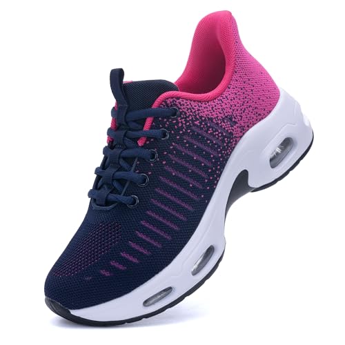 Quseek Slip On Shoes Women Walking Tennis Shoe Gym Casual Comfortable Running Workout Sneakers for Athletic Jogging RoseBlue US 83