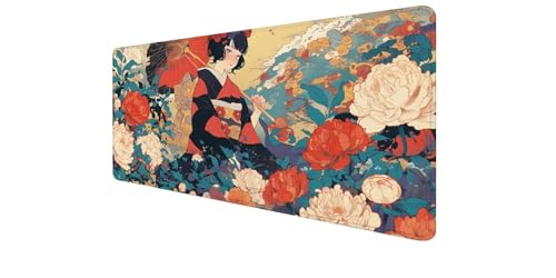 Tapis de souris XXL antidérapant Fleurs pour stopper les glissements et protéger le bureau
