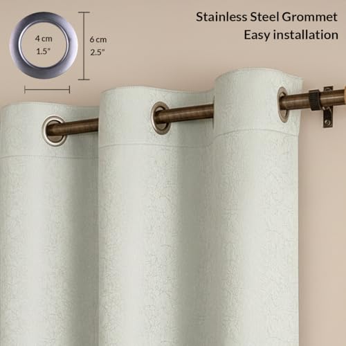 Image of HOMEMONDE 100% True Blackout Curtains 7 Feet Door - Pack of 2 Curtains, Embossed Panels Light Block Thermal Insulated & Noise Reducing Room Darkening Curtains (Abstract Off White, 84Inch)