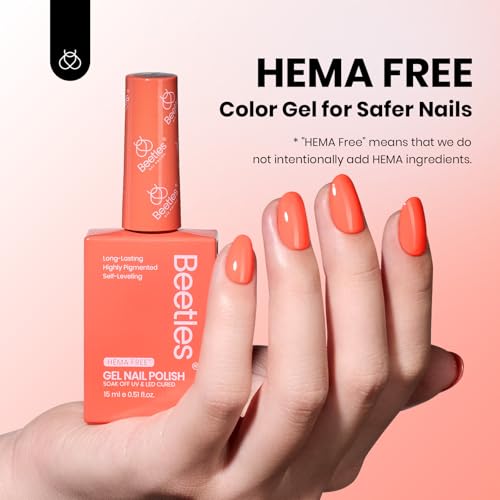 Image of Beetles Orange Gel Polish- Hema-Free Coral Orange Gel Nail Polish High 15ml Gloss Soak Off Coral Nail Polish Nail Art Manicure Salon Color Bottle