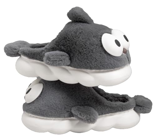 Epsion Women Men Plush Slippers Cute Animal Shark Slipper Cozy Winter Thick-soled House Shoes