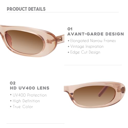 Image of mosanana Small Cat Eye Sunglasses for Women Y2k Retro Oval Narrow Cool Sun Glasses Shades MS52357