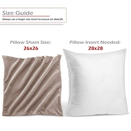 Throw Pillow Inserts Pack of 2 with Velvet Soft Solid Decorative Square Throw Pillow Covers Set for Sofa Couch Car Bedroom, 28X28 Throw Pillows Inserts with 26x26 Washable Cushion Covers, Taupe Sand by Nestl - Used condition - Image 3