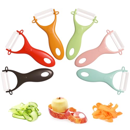 Trez Treamer 6PCS Vegetable Peeler Set with Sharp Blade,Ceramic Apple