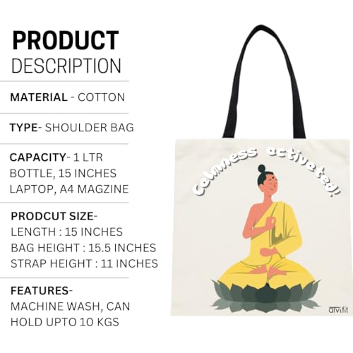 Image of Trendy Cotton Tote Bags for Women Designs - 15.5 inchx15 inch - Perfect for College, Office, Yoga, and Everyday Use