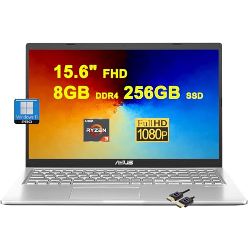 VivoBook 15 Business Laptop | 15.6" FHD Anti-Glare | AMD  | 8GB DDR4 256GB SSD | USB-C VGA Camera SonicMaster Win11Pro w/DLCA Accessory - ASUS Ryzen 3 3250U