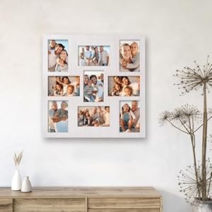 4x6 Collage Picture Frames - 9-Opening Picture Collage Frame Wall Decor Frame for Family Photos - Multi-Photo Display for Gallery Style, Perfect for Hanging or Tabletop Use (White) 4×6 Collage Picture Frames 9 Opening Picture Collage Frame Wall Decor Frame for Family Photos Multi Photo Display for Gallery Style Perfect for Hanging or Tabletop Use White