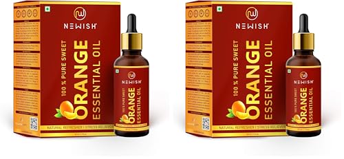 Image of Newish Sweet Orange Essential Oil -100% Pure & Natural for Face, Skin, Aroma, Diffuser Cold Pressed 30ml (Pack of 2)