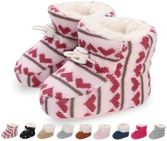 Baby Winterschuhe Wärme Babyschuhe Winter Anti-Rutsch Verstellbare Neugeborene Schneeschuhe Lauflernschuhe Gefütterte Thermo Fleece Krabbelschuhe Hausschuhe Winterstiefel 0-18 Mona