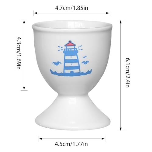 Image of Cinf Ceramic Egg Cups, 2 Pack, Lighthouse Whale Holders for Boiled Eggs