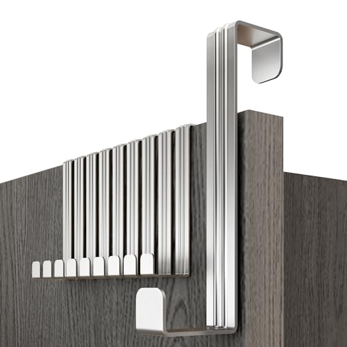 Preisvergleich Produktbild Menz Türhaken, 10er SET - Edelstahl Türhaken zum Einhängen, universelle Türgarderobe zum Einhängen - Robuste Kleiderhaken Tür, Türhakenleiste zum Einhängen