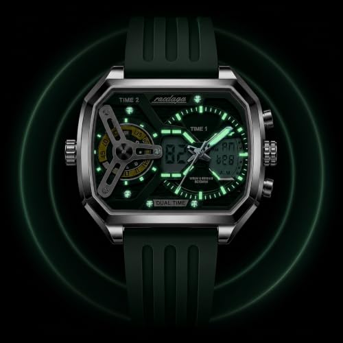 Image of Men's Square Luxury Stainless Steel Quartz Watch - Waterproof 10BAR Wristwatch with Luminous Display, Day /Date Calendar, Hardlex Glass - Fashion & Business Timepiece