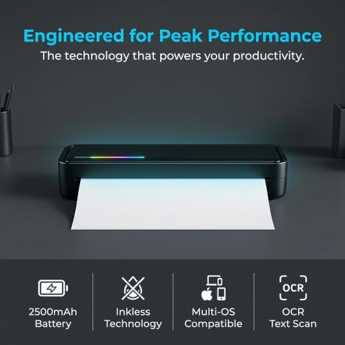 Image of X9 Portable Thermal Printer, Inkless Wireless Printer with 3PCS Roll Paper- 200DPI Clarity - Supports A4 /Roll /Label /Tattoo Paper