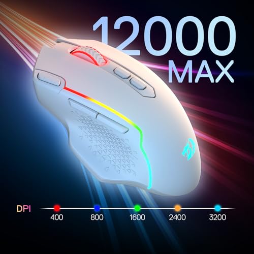 Image of Redragon M810 MAX 3-Mode Wireless Gaming Mouse, 12000 DPI Wired /Wireless RGB Mouse w /Rapid Fire Key, 8 Macro Buttons, 188-Hour Reliable Power Capacity for PC /Mac /Laptop