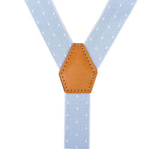 Ceajoo Big Boys' Suspenders And Bow Tie Set Adjustable With Round Metal Clips 40" Blue White Polka Dot #TOP2