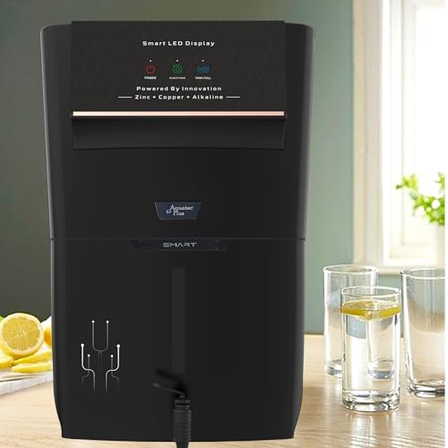 Image of Aquatec Plus Smart - 12 L RO+UV+UF+TDS Control + Alkaline + Copper + Zinc Water Purifier (Black) Works up to 3000 TDS