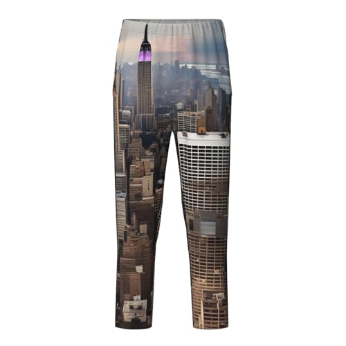 Pantalon de pyjama unisexe noir New York léger et extensible pour homme et femme