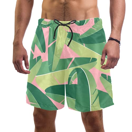 Short de bain homme motif feuilles de bananier séchage rapide