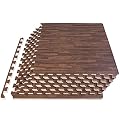 ProsourceFit Wood Grain Puzzle Mat 1/2-in, 6 EVA Foam Interlocking Floor Tiles (24SQ FT) for Secure Indoor Room Workout Flooring and Playmat, Dark Oak