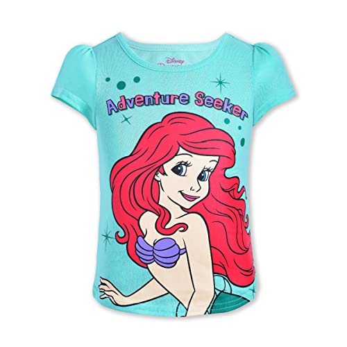 Disney Princess Cinderella, Belle, Rapunzel, and Ariel Girls 4 Pack Short Sleeve T-Shirt for Toddler and Big Kids4